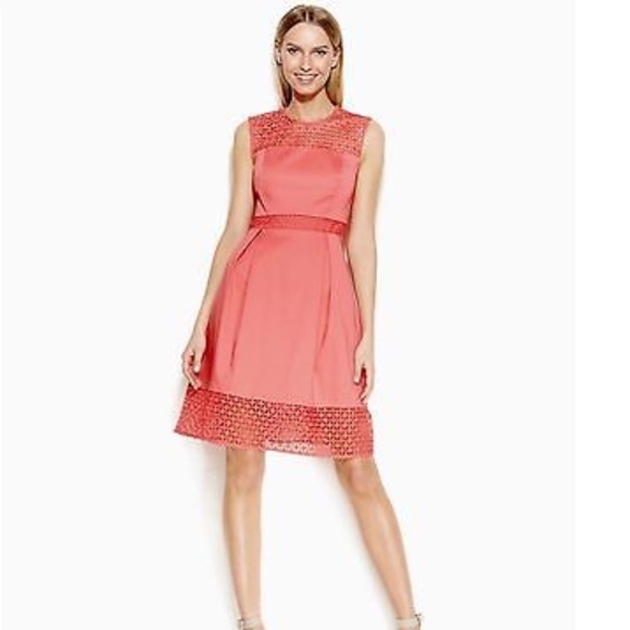 CK Pleated Crochet Coral Dress - Sz 2 - Picture 5 of 6